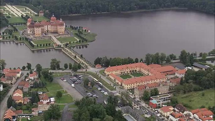 莫里茨堡宫-鸟瞰图-萨克森，直升机拍摄，空中视频，cineflex，建立镜头，德国
