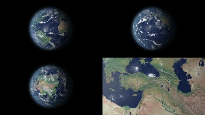 以土耳其为中心的地球360度旋转和变焦