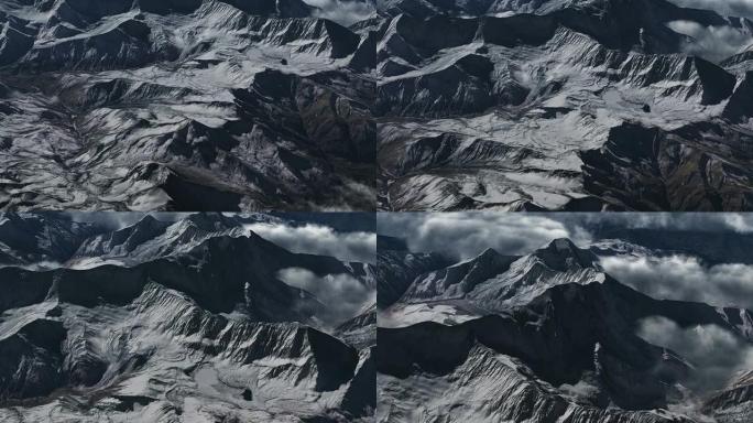 飞越喜马拉雅山。航拍俯拍鸟瞰青藏高原第一