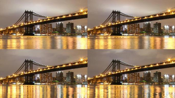 曼哈顿大桥枪击案都市夜色桥梁交通夜晚大桥