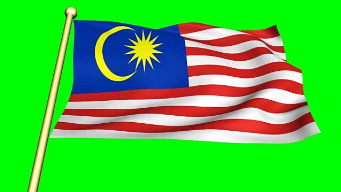 在绿色屏幕上动画的马来西亚国旗
