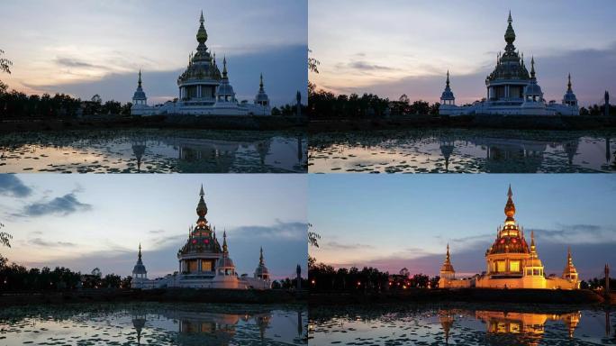 泰国博恩卡洪湖 (bueng kaennakhon lake) 的Wat Tung sate tee