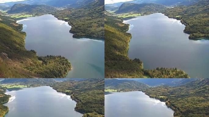 从空中俯瞰斯洛文尼亚的秋天，波欣杰湖