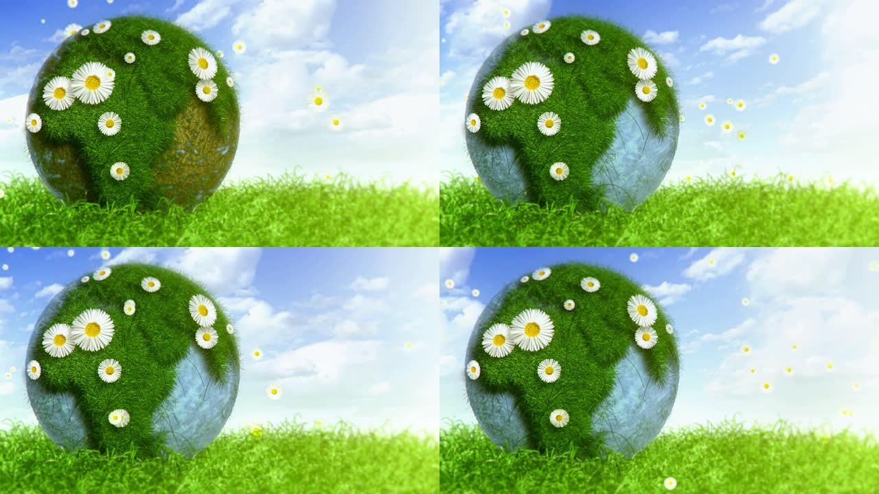 草地上的Nature Globe（左图）-Loop