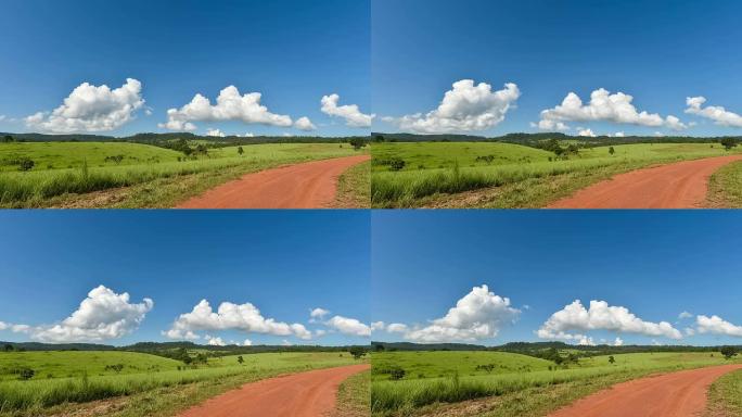 通往森林的路，天空很好，时间流逝
