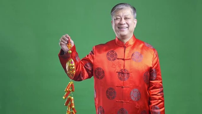 红色普通话亚洲老人新年快乐4k