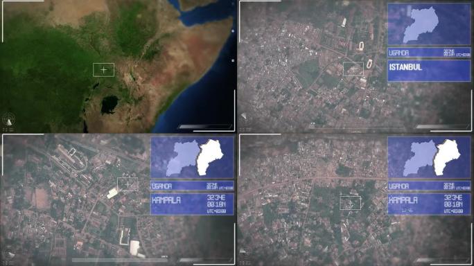 坎帕拉的未来主义卫星图像视图