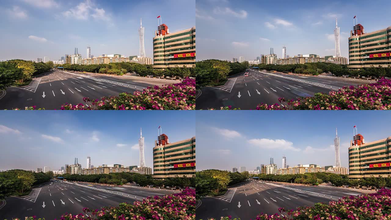 中国广州2014年11月22日：中国广州，广州塔景点附近的交通