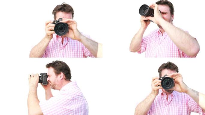 一位有客串的老人正在拍照