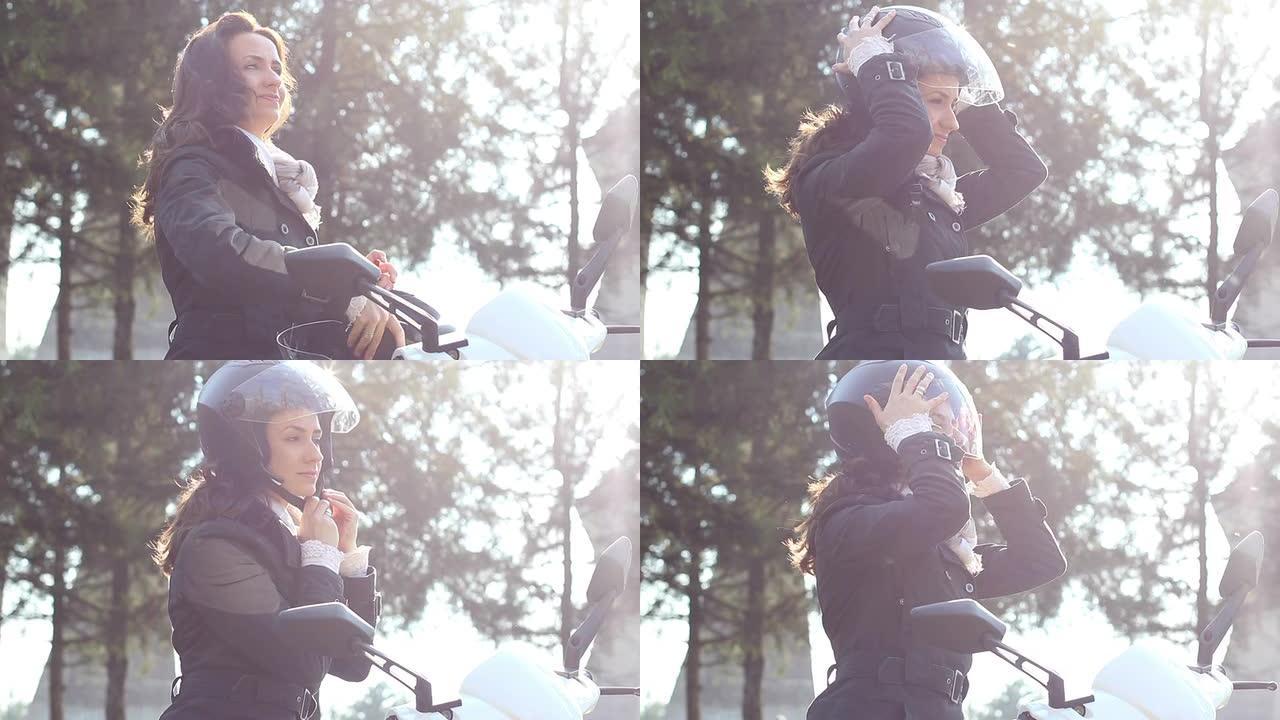年轻女性喜欢骑摩托车高清视频