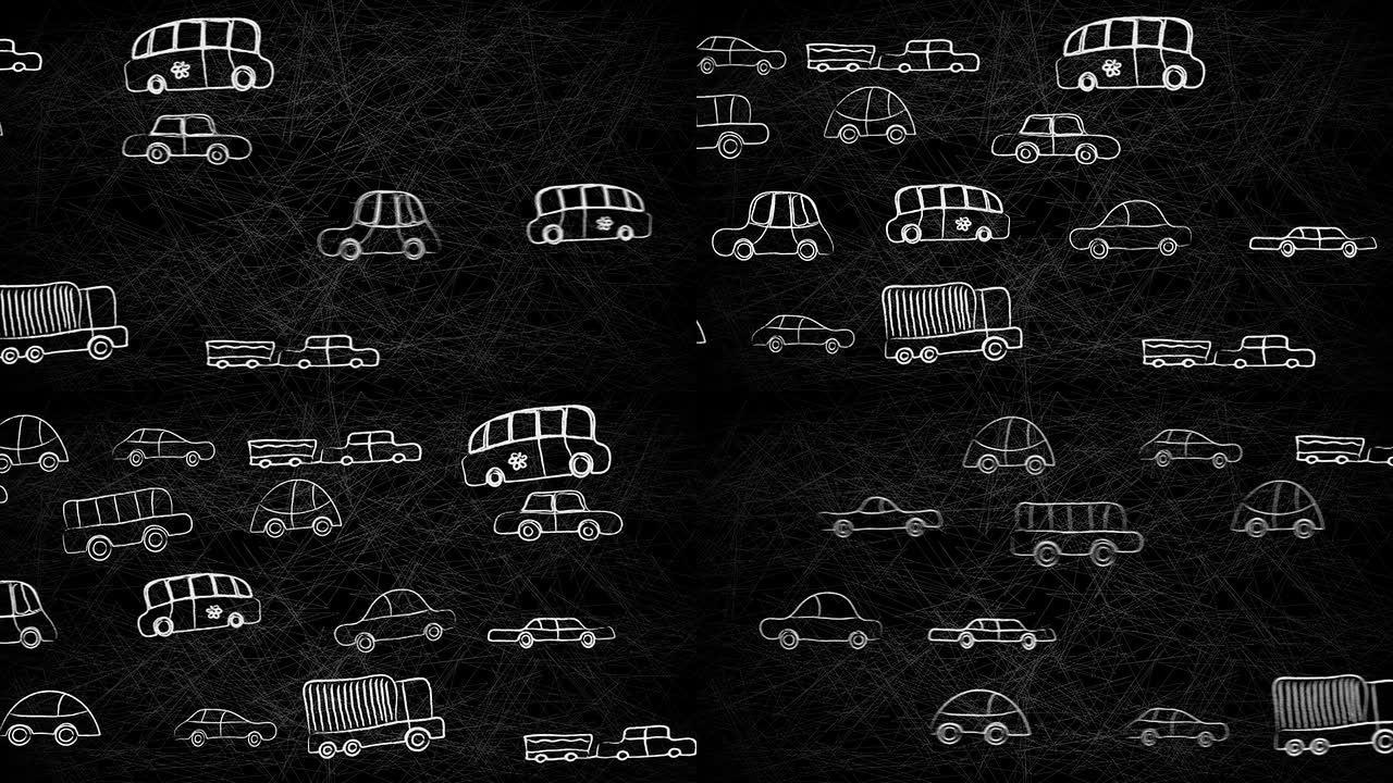 手绘汽车的抽象交通场景