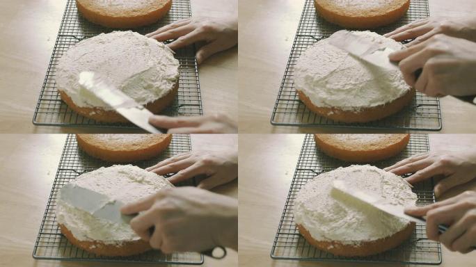 维多利亚三明治蛋糕上的厨师装饰