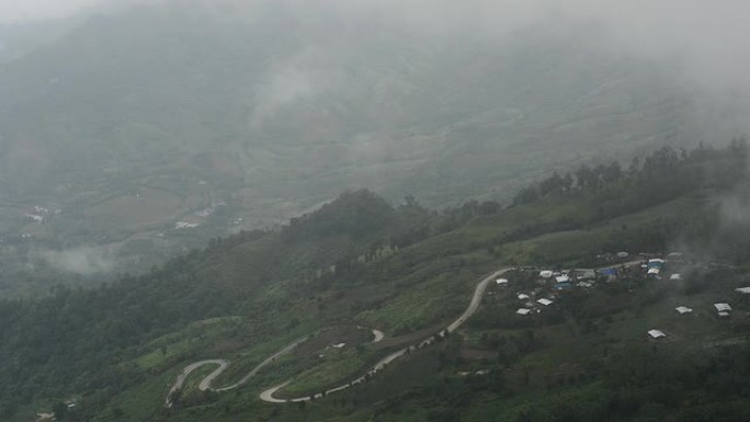 泰国Phu Tabberk山上的Misty fores早晨