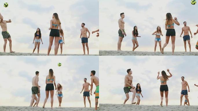 夏天和朋友: 在海边打排球