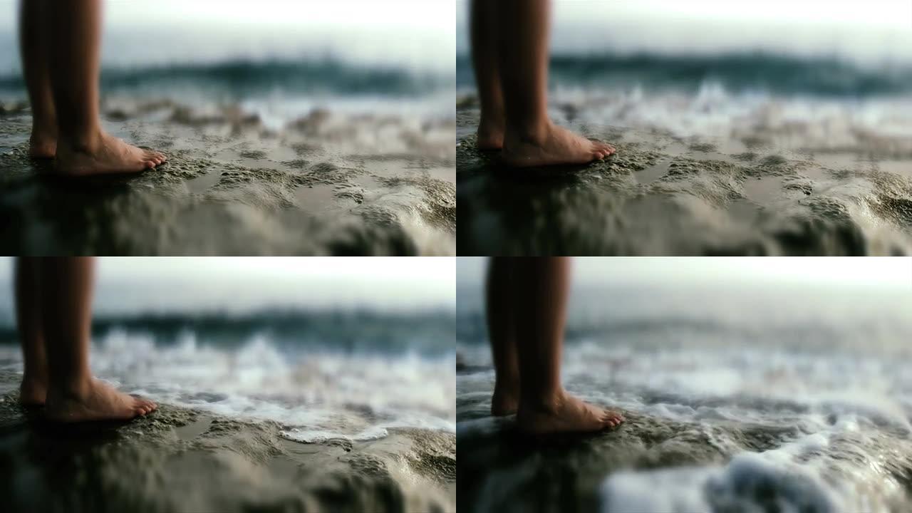 沙滩，腿部，波浪720p