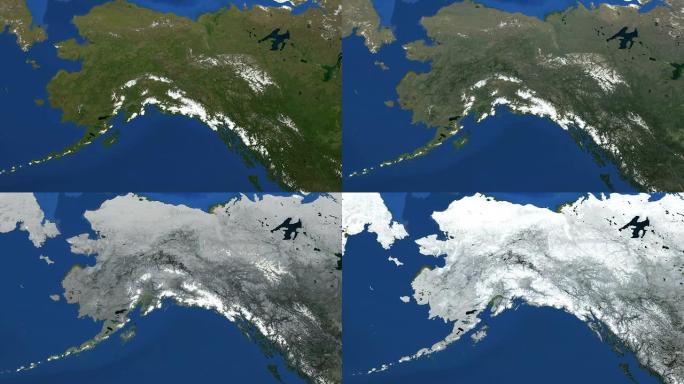 阿拉斯加迎来冬天冰川冰山冰雪极地极光日出