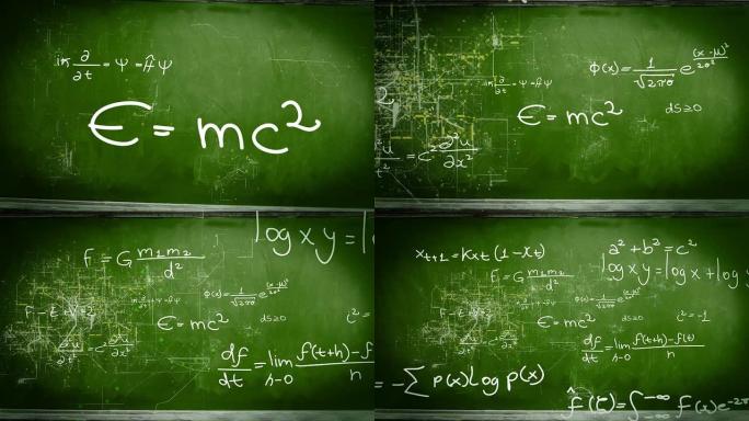 黑板绿色物理公式背景数学公式背景化学公式