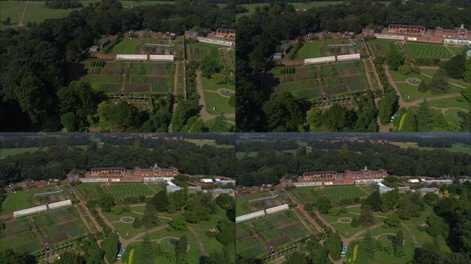塔顿公园和房子-鸟瞰图-英格兰，柴郡东部，塔顿，英国