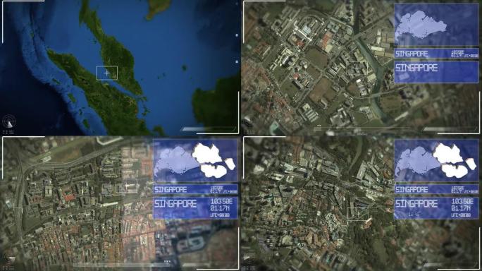 新加坡未来主义卫星图像视图