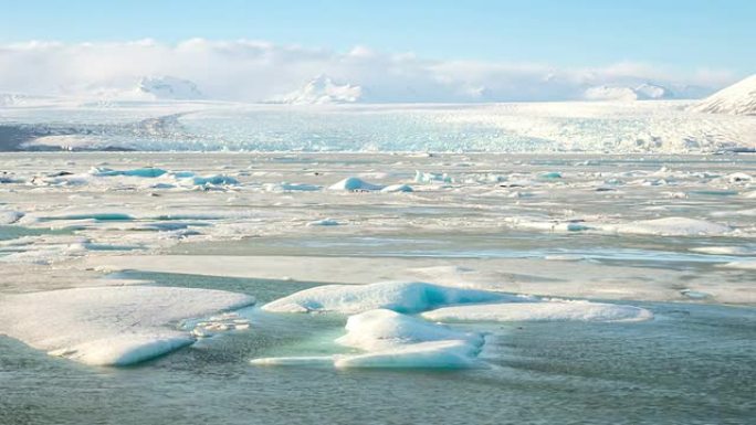 高清延时: Vatnajokull冰川Jokulsarlon泻湖冰岛