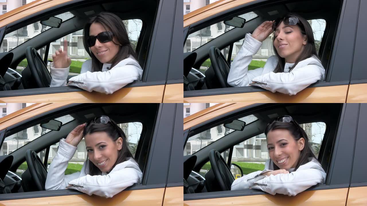 车里的女人车里的女人外国人笑脸笑容