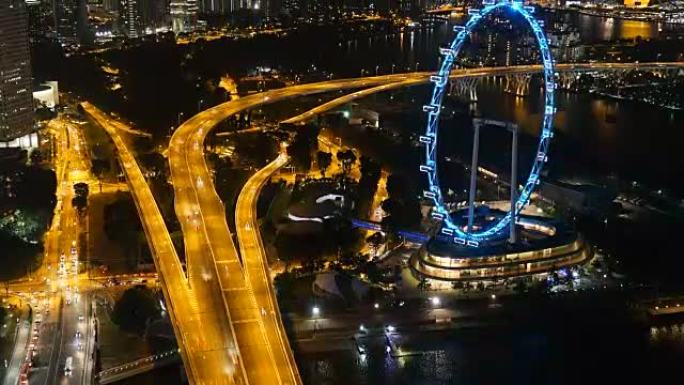 新加坡传单夜景灯火车流金融中心