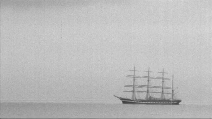 大海中的老帆船 -- 风格化的老电影