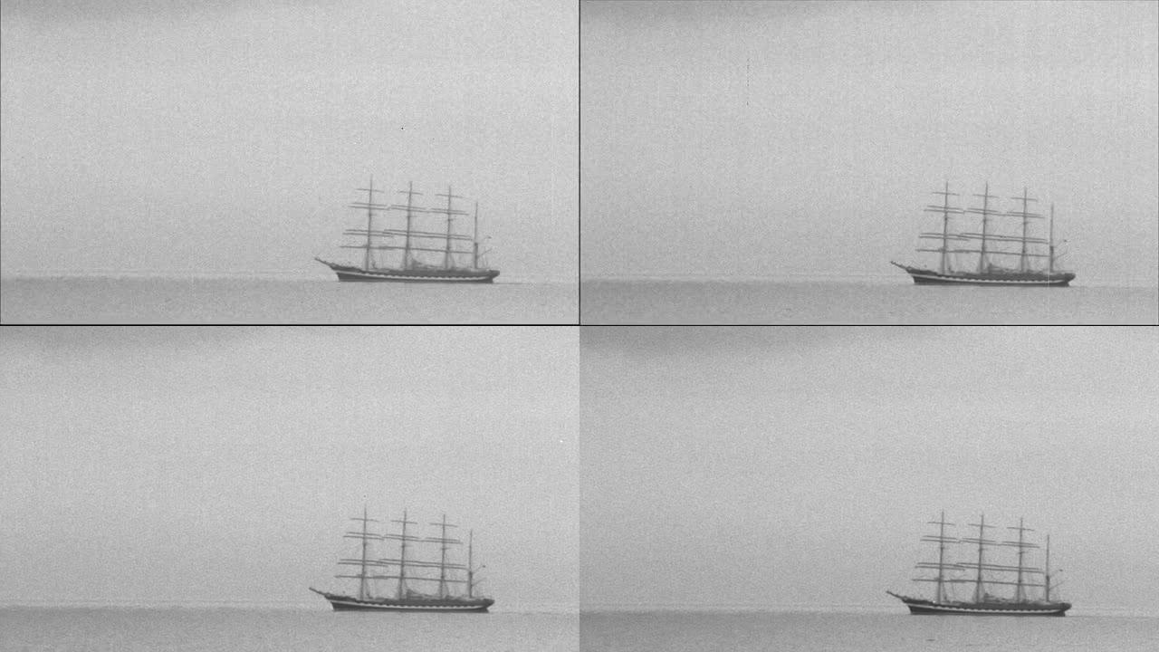大海中的老帆船 -- 风格化的老电影