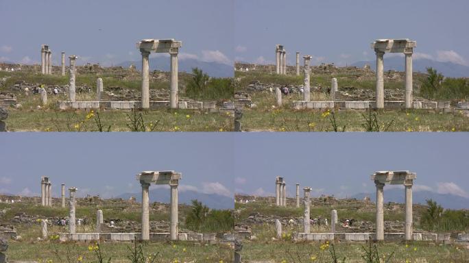 希腊德洛斯岛上的古希腊圆柱