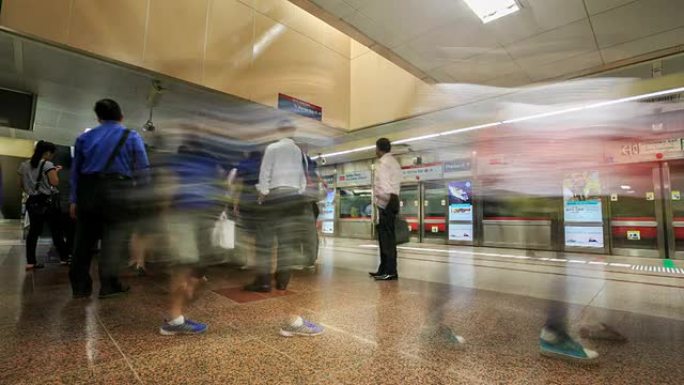 高清延时：新加坡地铁列车和乘客