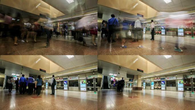 高清延时：新加坡地铁列车和乘客