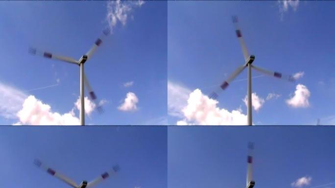 风车在玉米地里产生绿色能源