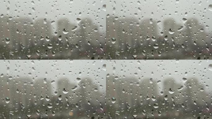 雨点从窗户上落下