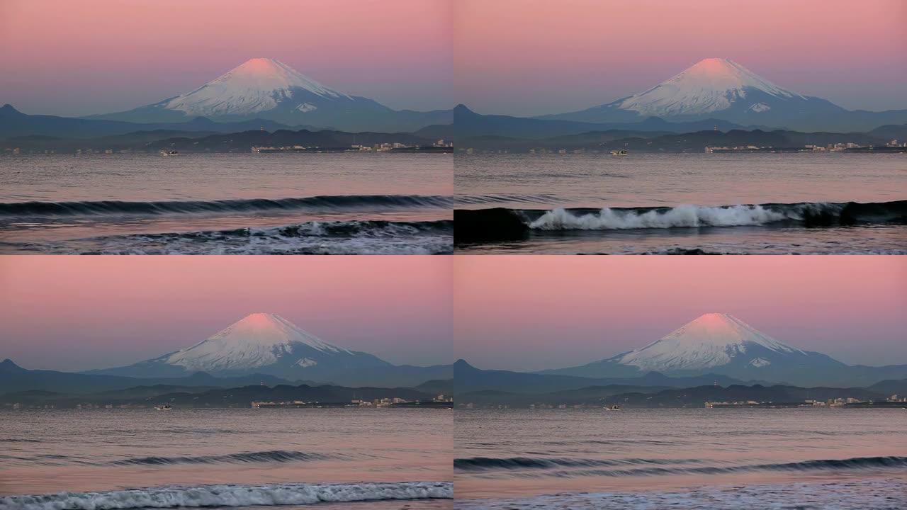 晨浪和富士山富士山雪山火山