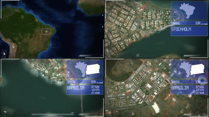 巴西利亚的未来主义卫星图像视图
