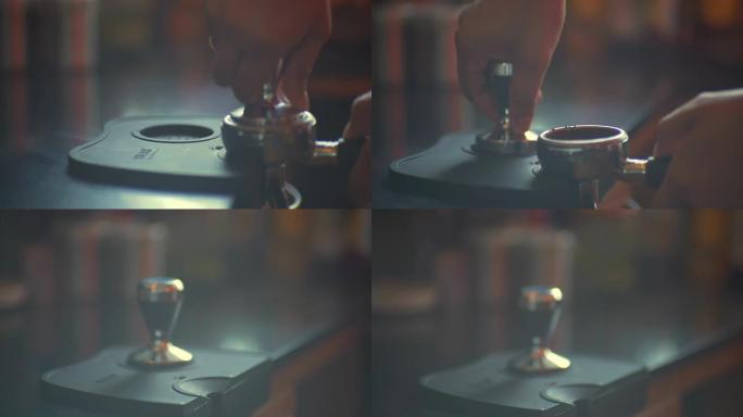 Tamping Coffee Powder - Making Espresso