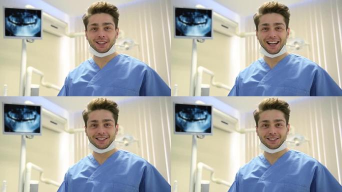 年轻牙医摆姿势