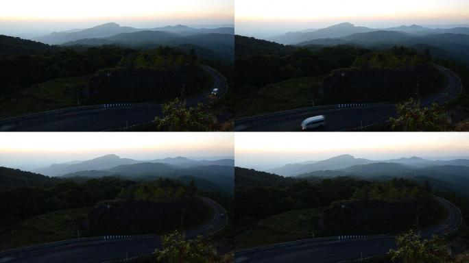 日出时的山路
