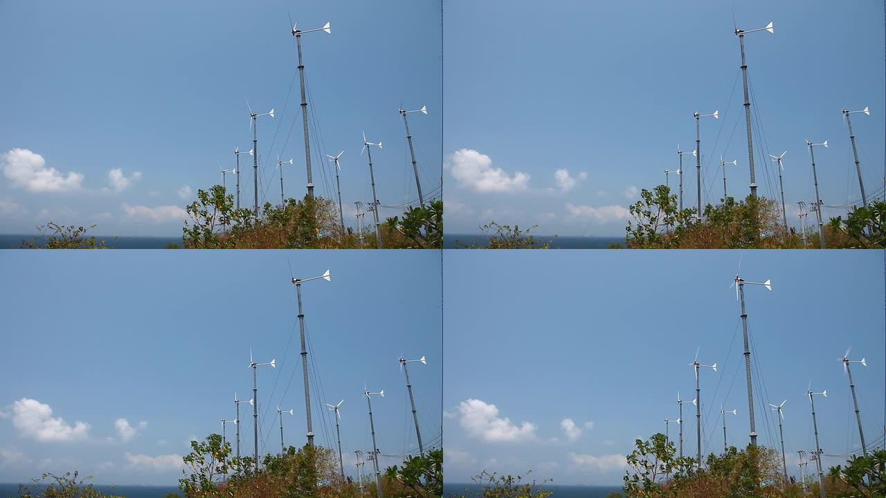 山上的风车用于发电