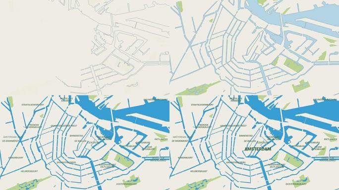 阿姆斯特丹地图动画4K