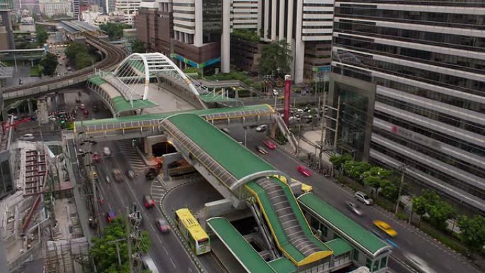 从白天到晚上的延时，泰国曼谷城市景观