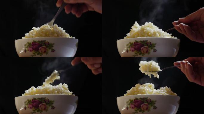 一碗热米饭。