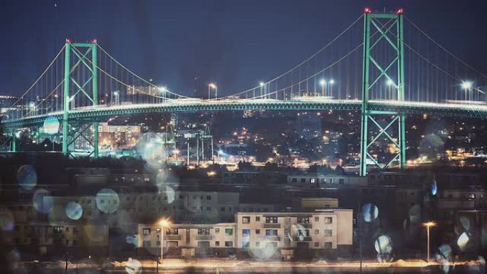 麦凯大桥延时加拿大麦凯大桥夜景加拿基建桥