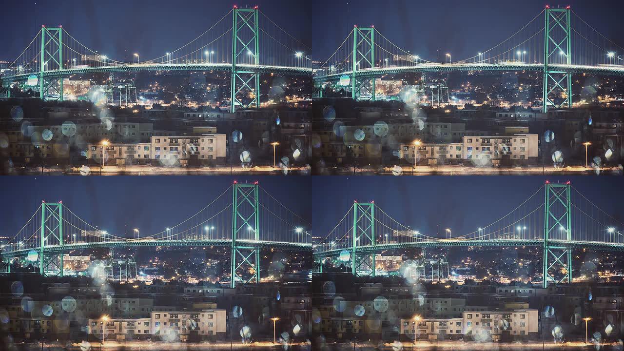 麦凯大桥延时加拿大麦凯大桥夜景加拿基建桥