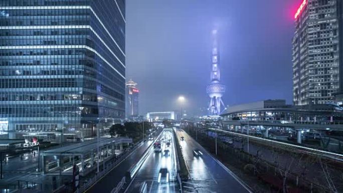 时间流逝-上海的天际线，夜景