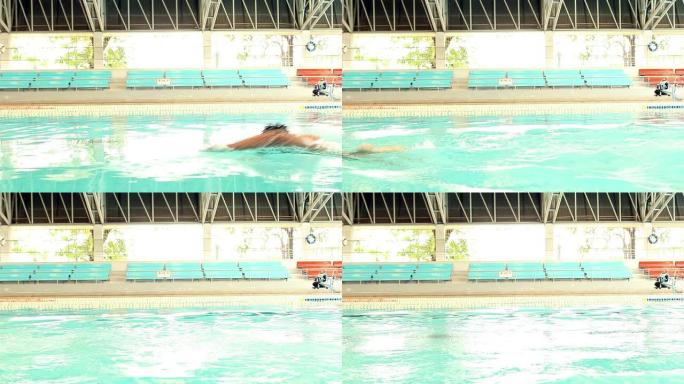 游泳运动员练习自由泳