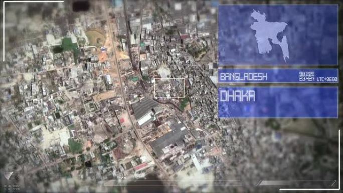 达卡的未来主义卫星图像视图