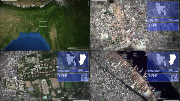 达卡的未来主义卫星图像视图
