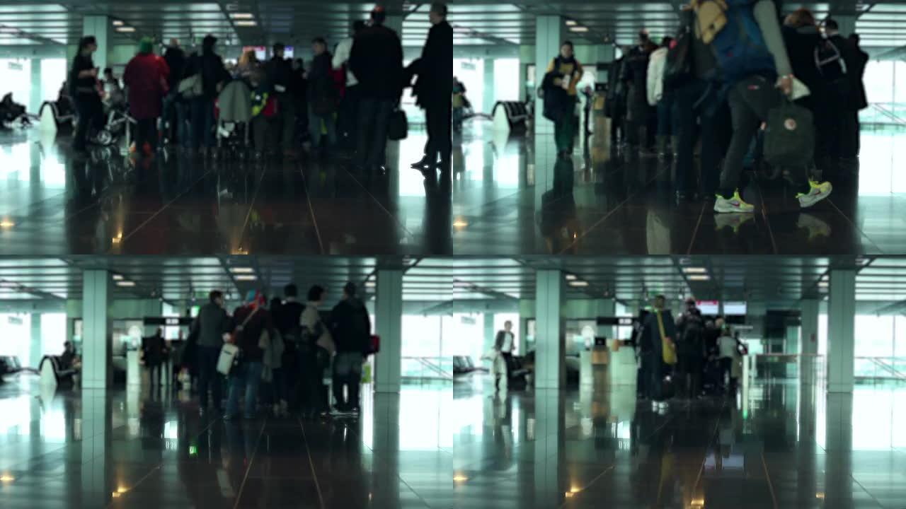 在机场-时间流逝机场旅客客流人群出差旅行