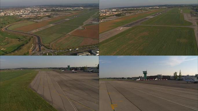 降落在里昂的布朗机场-鸟瞰图-罗纳-阿尔卑斯，罗纳，里昂，法国里昂区